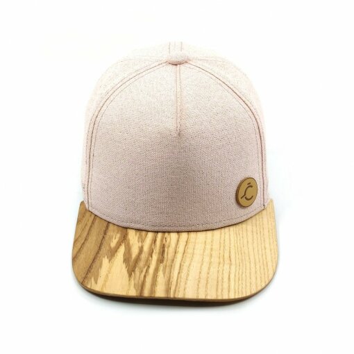 kšiltovka růžová se třpytkami - dřevo jasan